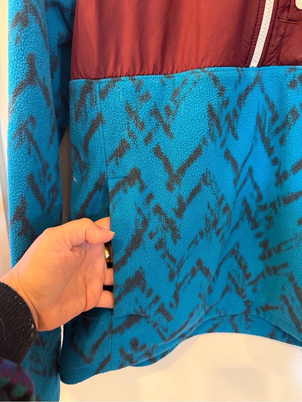 The North Face Teal Patterned & Burgundy Half-Zip Fleece Pullover - Picture 5 of 5